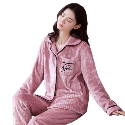 China 2021 winter new arrival pajamas velvet thermal coral pajamas thickened flannel pajamas women's sleepwear for sale