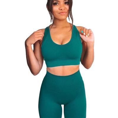 China Selling Fitness Breathable Training Top Wholesale Women's Compression Top Gym Set Seamless Yoga Suit for sale