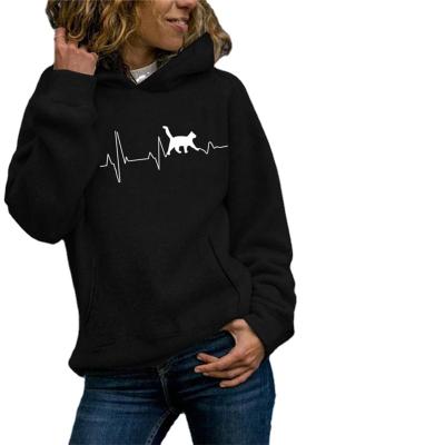 China 2021 Hot Selling Breathable Women's Hoodies Electrocardiogram Printing Hoodies Custom Hoodies Sweater for sale