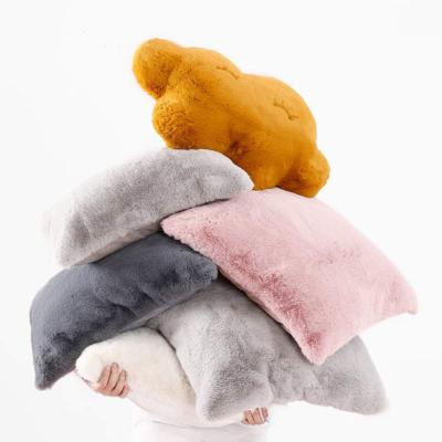 China Anti-Static Home Decoration Rabbit Fur Pillow 18*18 Faux Fur Tile Covers Sofa 45*45cm Couch Cushion Cover Home Fur for sale