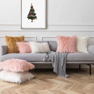 China Simple Sofa Bed Room Plush Pillow Home Pillow Cover Nature Faux Fur Pillow Case Decor Plain Funny Home Anti-Static Blanket for sale