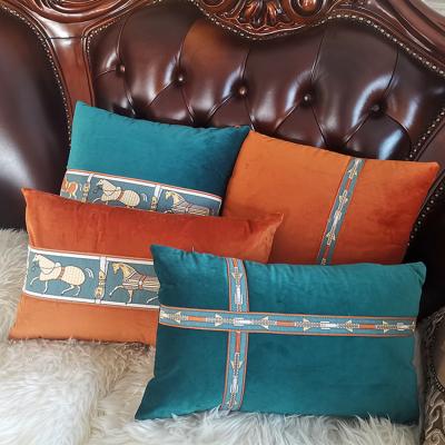 China High Quality Hotel Home Decoration Sofa Pillow Cover 45*45cm Anti-static Luxury Velvet Cushion Cover Horse Velvet Pillow Cases for sale