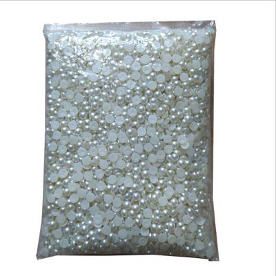 China Wholesale White Flatback ABS Half Round Flatback Plastic Beads For Craft Making for sale