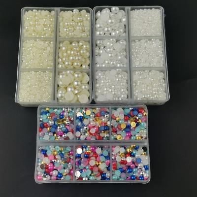 China Non Craft Wholesale Mixed Size Mixed Size ABS Rhinestones 1.5-16mm Round Color Flatback Flatback Beads Half Beads for sale