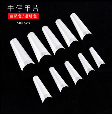 China Easy Apply Natural Transparent French Coffin Nail Tips Fake Art Tips For Nail Acrylic UV Gel Nails Extension for sale