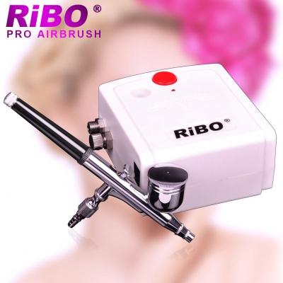 China Makeup Nail Painting Cake Decorating HT-22 RIBO Professional Hobby Airbrush Beginner and Airbrush Compressor with Auto Start and Auto Stop Function Airbrush Kit for sale