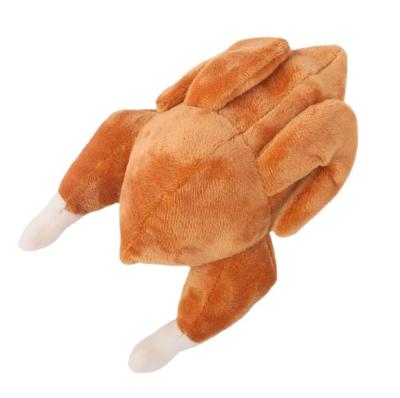 China Sustainable Factory Stock Plush Roast Chicken Stuffed Voice Bite Heavy Duty Dog Toy for sale