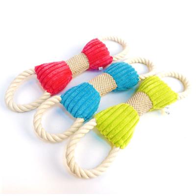 China Factory direct selling plush candy shape cotton viable color rope molar three color optional dog toy for sale