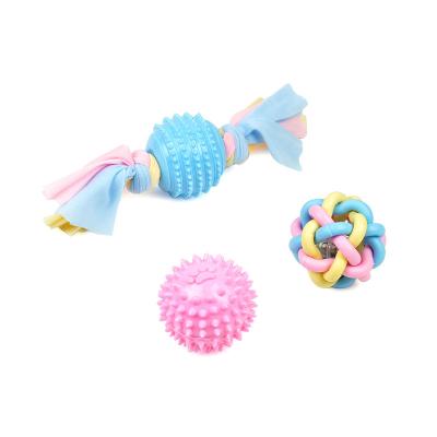 China Sustainable Hot Sale Cotton Molar Sounding TPR Combo Set Dog Toy Rope for sale