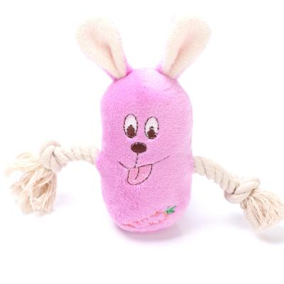 China Viable Cute New Cartoon Voice Draw A Rope Plush Dog Toy for sale