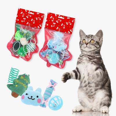 China 7pcs Amazon viable cat kittten interactive christmas toys sock set for cat playing toys for sale