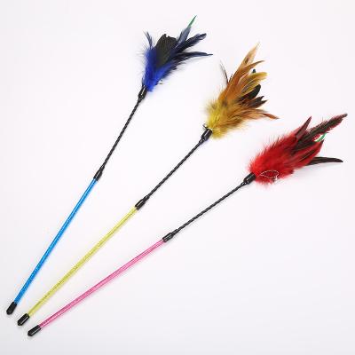 China Viable Cute Design Plastic With Feather Puzzle Interactive Cat Toy Magic Wand for sale