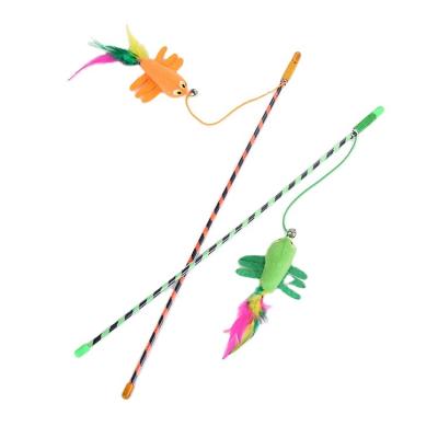 China 2020 wholesale viable newcomer lobster cat riddle toy with feather and bell for sale