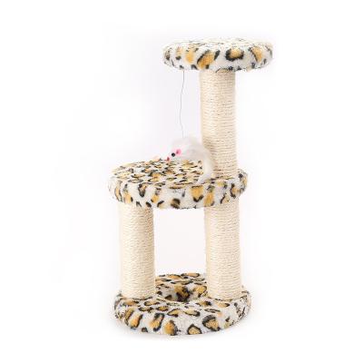 China Sustainable Wholesale Stored Interactive Scratching Leopard Sisal Cat Tree for sale