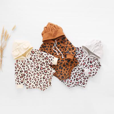 China Girl's clothing leopard hoodie romper cotton autumn girl fashion jumpsuit long sleeve style new for 0-12m for sale