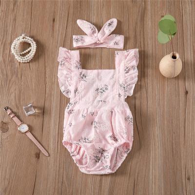 China Long sleeve ruffle babies romper +romper +hairband 2pcs per sleeve summer babies cute newborn clothes for sale