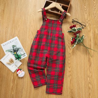 China Fashionable Long Sleeve Girls Clothes Plaid Girls Casual Sleeveless Overalls Girls Clothing Romper for sale