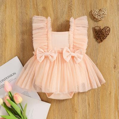 China Baby Girls Pink Princess Jumpsuit Casual Newborn Infant Sweet Sleeveless Romper Sleeveless Jumpsuit Clothing for sale