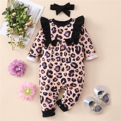 China Long Sleeve Newborn Baby Clothes Long Sleeves Cute Leopard Print Babies Romper Baby Overalls for sale