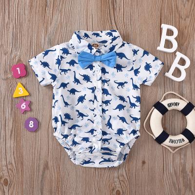 China Wholesale Baby Boy Short Sleeve Newborn Dinosaur Romper Overalls One Piece Jumpsuit for sale