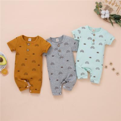 China Rainbow Print Long Sleeve Baby Romper Cotton Infant Long Sleeve Baby Boy Overalls for sale