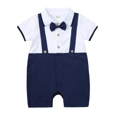 China Babies Boy Summer Infant Casual Short Sleeve Romper Button Down Overalls Gentleman Clothes for sale