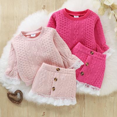 China Autumn New Design Girls Casual Clothes Outfits Sweater Tops+Skirt 2PCs Girls Dress Set for sale