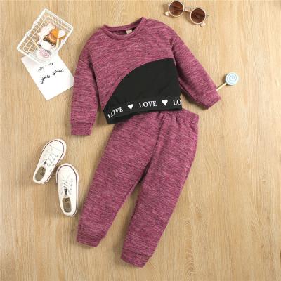 China Casual Sweet Kids Girl Outfits Autumn Spring Girl Clothing Long Sleeve Personalized Letter Tops+ Panty Kids Girl Clothes Set for sale