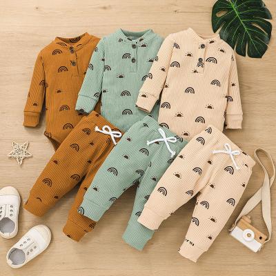 China Spring New Casual Baby Clothes Long Sleeve Romper +pants 2pcs Baby Boy Infant Clothes For 0-2years for sale