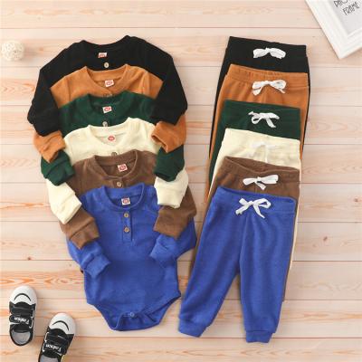 China Toddler Baby Boy Clothes Casual Autumn Winter Long Sleeves Sweater Romper Pants Baby Boy Girls Outfits 2pcs for sale