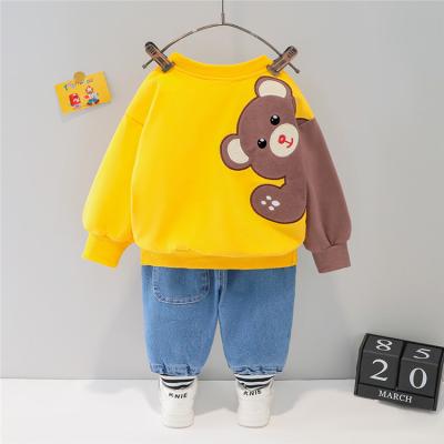 China Spring Autumn Baby Girls Clothes Cotton Cartoon Casual Sweatshirt+jeans 2pcs Cute Toddler Baby Clothing Set for sale