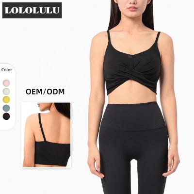 China 2021 New Arrival Breathable Women's Strappy Sports Bra Padded Long Row Yoga Bra Gym Fitness Clothing for sale