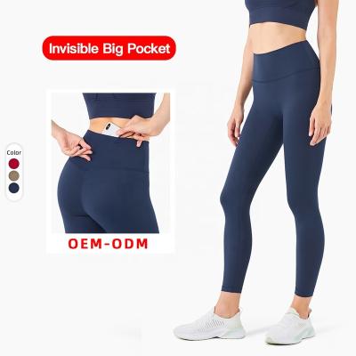 China Breathable in new color gym running leggings stretch high womens sports pants soft yoga leggings with pocket for sale