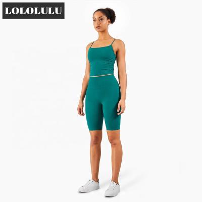 China Breathable Women Sports Set Customized High Stretch Yoga Pant Suit Pullover Crop Top With Sports Short Set for sale