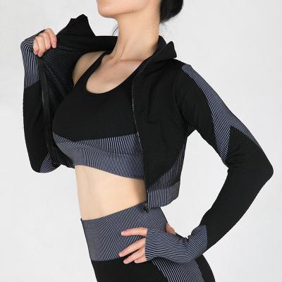 China Breathable Drop Shipping Women Yoga Seamless Top With Full Zipper Sweatshirt Sports Jacket for sale