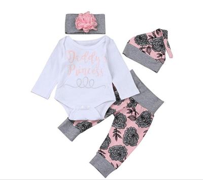 China 80cm Breathable Baby 4pcs Clothes Bandana Flower Girls 1st Birthday Photoshoot Outfit 6months for sale