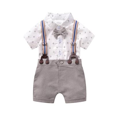 China Breathable Baby Boy Baptism First And 2nd Birthday Gentleman Outfits Suits For 3-6 Months Summer Infant Shorts for sale