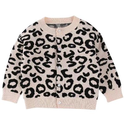 China Kids Girls Fluff Wool Breathable Leopard Knitted Cardigan Cheetah Autunum Winter Clothes Sweater for sale