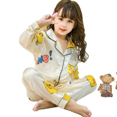 China Boys and Girls Double-Length Ice Wear Artificial Silk Pajamas Children's Pajamas Casual Children's Silk Home Suit for sale