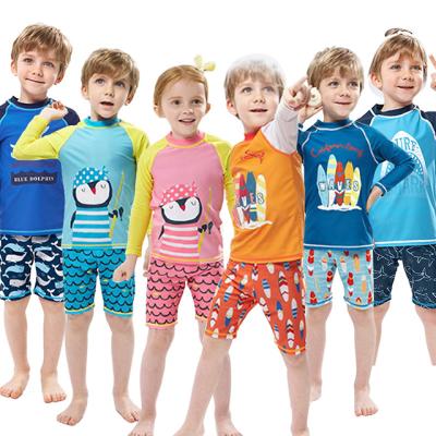 China 2020 Kids Breathable Long Sleeve Split Sunscreen Quick-Drying Baby Swimsuit Teenager Thermal Swimwear For Boys for sale