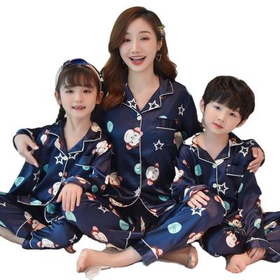 China Breathable Matching Silk Robe Couples Sleep And Summer Ice Pajamas Sets For Family Wholesale Family Pajama Set for sale