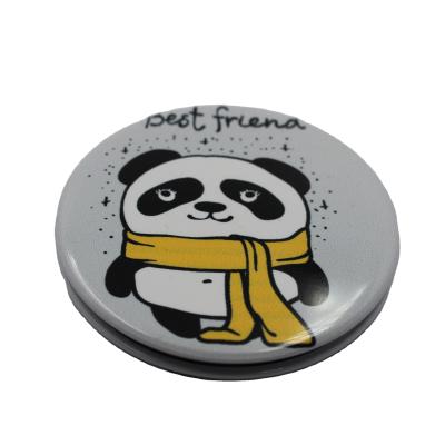 China Vintage Customized LOGO Fashion Hot Sale Round Panda Metal Pocket Mirror for sale