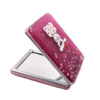 China Lit Hot-selling Pink Cat Acrylic Makeup Mirror Rectangular Cute Mini Hand Held Mirror for sale