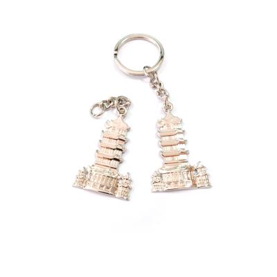 China Custom Creative Pagoda Tower Promotion Gift Keychains 3D Metal Business Promotion Key Chain Pendant Gift for sale