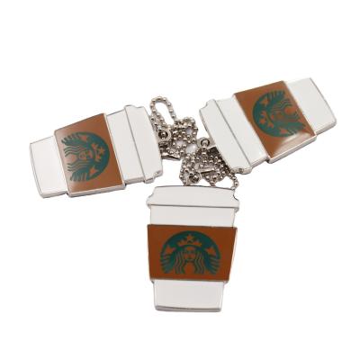 China Creative Metal Key Chain Tumbler Coffee Mugs Metal Design Key Chain for sale