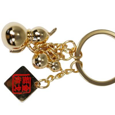 China Creative Metal Design 3D Metal Logo Calabash Gourd Key Ring Gold Plated Key Chain for sale