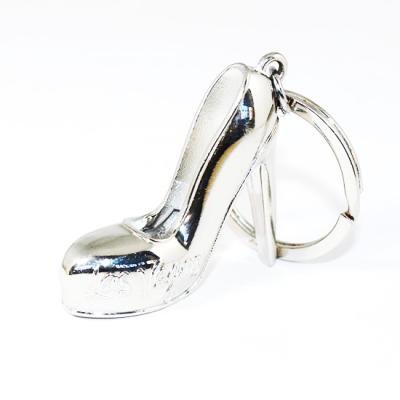 China Metal Fashing 3D High Heel Shoe Silver Metal Key Chain Key Ring for sale