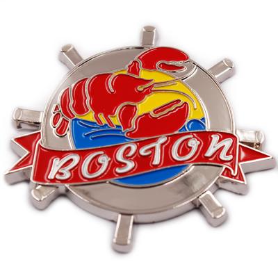 China Hot Selling Promotion Rudder 3d Shape Metal Fridge Magnet With Boston Lobster For Visit Promotional Souvenir for sale