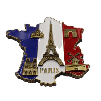 China Promotion 3D Engraving Famous Paris Building Magnet Set Visit Souvenir Gift, Metal Fridge Magnet for sale