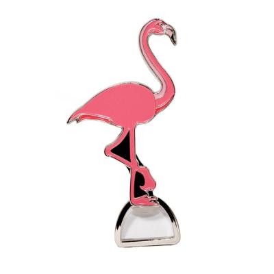 China Best Selling Promotion Zoo Souvenir Shop Animal Metal Flamingo Shape Bottle Opener Custom Magnet for sale